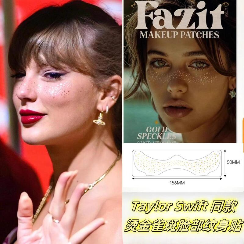 Taylor Swift Style Freckle Stickers! Tattoo Stickers with Gold and Silver Foil, Glowing Stars, Music Festival Face Stickers with Rhinestones and Glitter