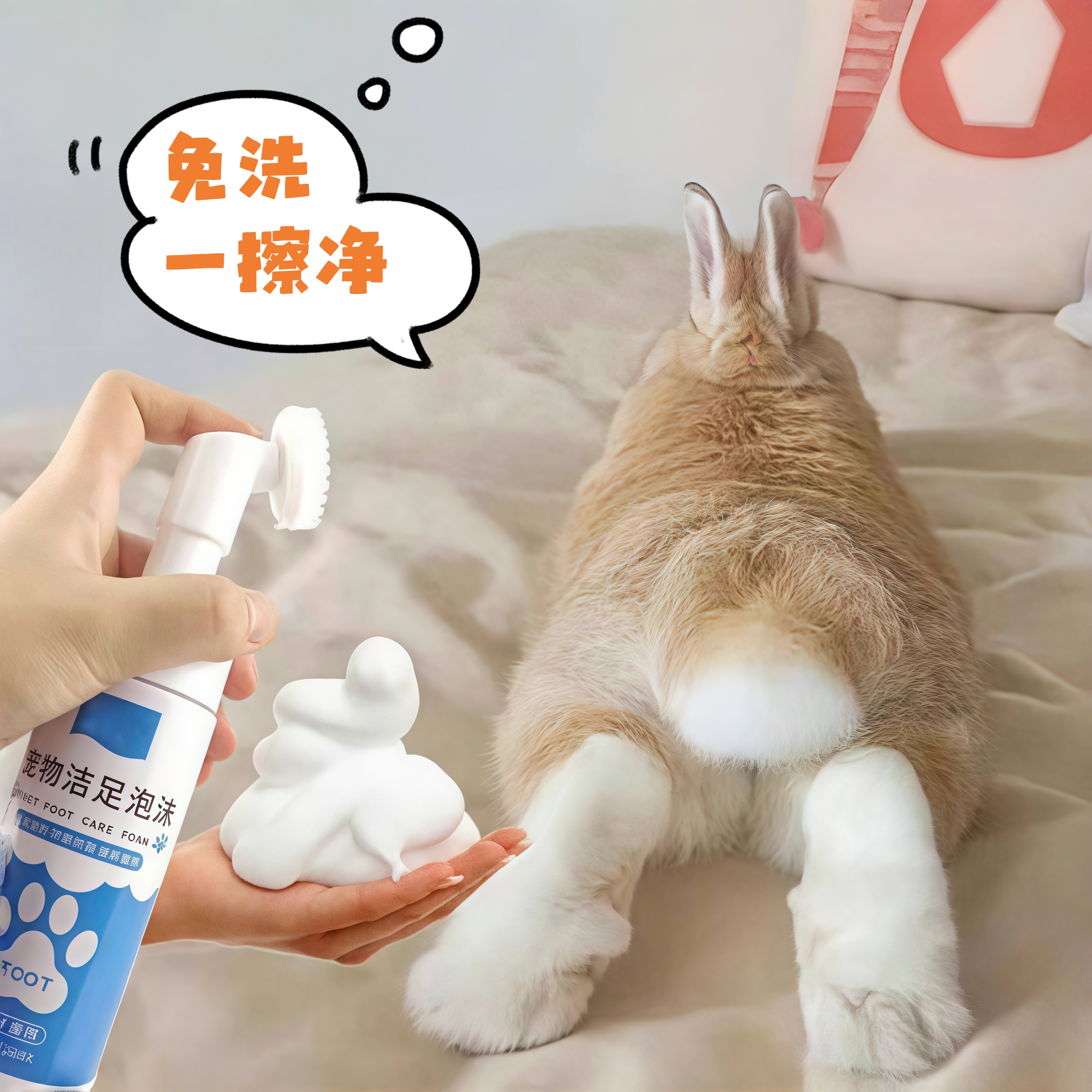 兔子洗脚去脚黄免洗神器，宠物洁足泡沫兔脚底去污护理除臭清洁大揭秘！