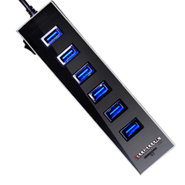 Sanbao mini hub portable HUB hub dual-purpose function card reader one to 6 black