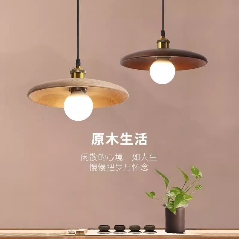 Restaurant Chandelier, Solid Wood Art, Chinese Retro Wabi-Sabi Style, Guesthouse Tea Room Bar Counter Lamp, Nordic Bedroom Bedside Small Chandelier
