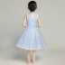 Váy trẻ em 2019 phong cách nước ngoài mới màu xanh váy công chúa cô gái nhỏ váy cưới mẫu váy catwalk hiệu suất catwalk - Váy trẻ em