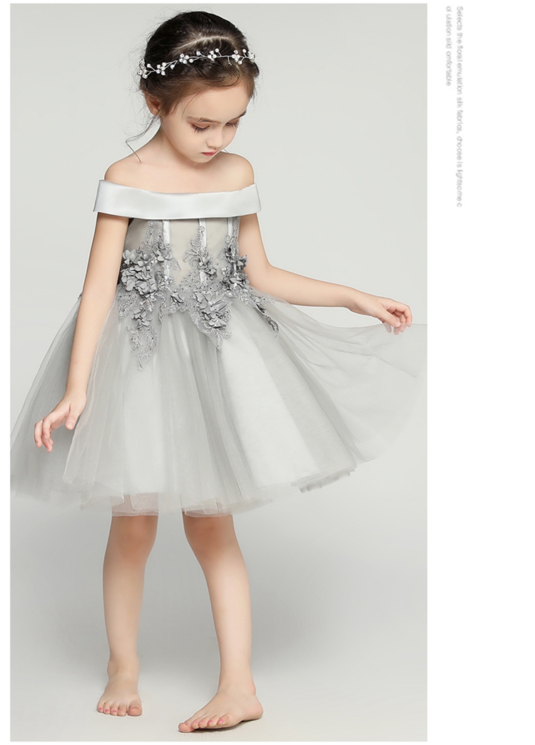 Váy hoa cho bé gái dạ hội bé gái váy công chúa từ vai fluffy váy cưới piano 2019 mới xuân - Váy trẻ em váy trẻ em đẹp