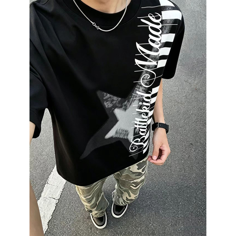 American High Street Short-Sleeved T-Shirt for Men, Summer Loose Fit, 2026 New Design, Niche Trendy Brand, Couple Half-Sleeve Top