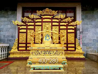 New era Dongyang wood carving emperor's throne boutique craft Kowloon dragon chair throne living room floor screen