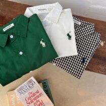 Childrens shirts 2022 Nicole family spring New products male and female children foreign air embroidery lining clothes baby casual pure cotton blouses