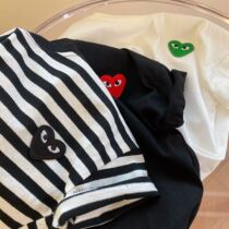 My Zui love it coming ~ Nicole summer male and female baby striped loving short sleeve child pure cotton blouse