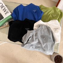 Childrens undershirt 2022 Nicole family spring New items Mens and womens letters Long sleeves T baby pure color round collar hit bottom T