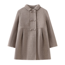 Childrens clothing autumn and winter new Korean style fashionable cashmere coat for baby girl stylish thickened lapel 100% woolen coat