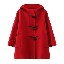 2024 autumn and winter boys and girls cashmere woolen coat childrens clothing thickened hooded 100 wool childrens double-sided coat