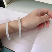 Natural Agate Bracelet Women Ice Jade Bracelet Tobacco Purple Chalcedony Round Jade Bracelet Girl Tinker Bangle