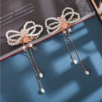 Ancient hair ornaments Tang Feng Hanfu headdress tassel Pearl butterfly hairclip Super fairy air female clip edge clip costume accessories