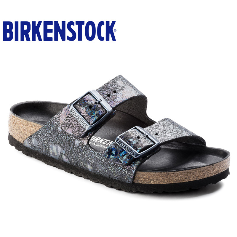 Birkenstock Summer Women's Fashion Cork Shoe Bed Cowhide Nappa Leather Padded Casual Slippers Arizona
