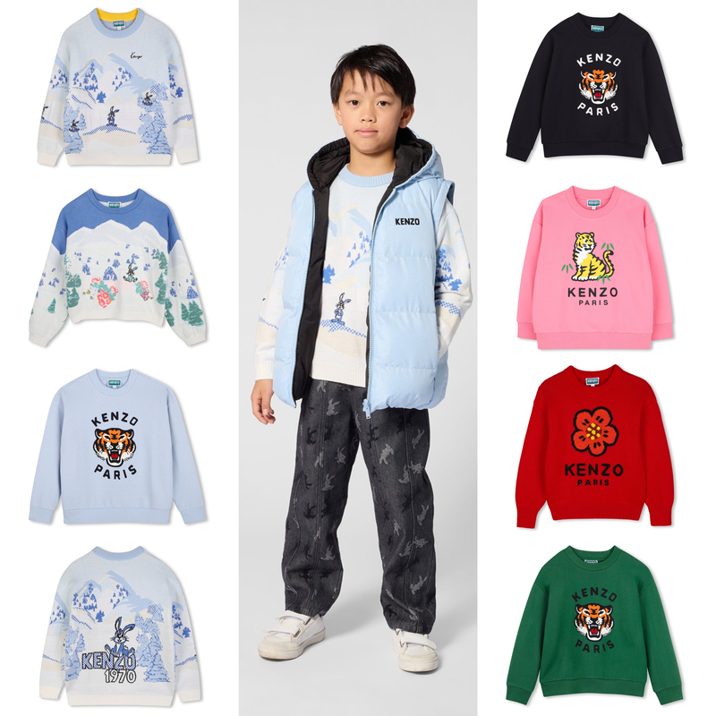 In-Stock Kenzo Children's Clothing 26 Fall/Winter Children's Long-Sleeve Crew Neck Pullover Knit Sweater Top Tiger Head Sweatshirt In-Stock Kenzo Children's Clothing 26 Fall/Winter Children's Long-Sleeve Crew Neck Pullover Knit Sweater Top Tiger Head Sweatshirt
