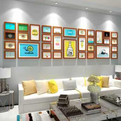 Solid Wood living room creative photo wall large size Wall photo wall frame wall frame wall combination company corporate culture wall