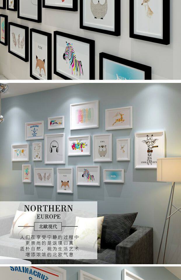  16 коробок большого размера смешивание пюре мужской фото стена фоторамка стена магазин фото стена 