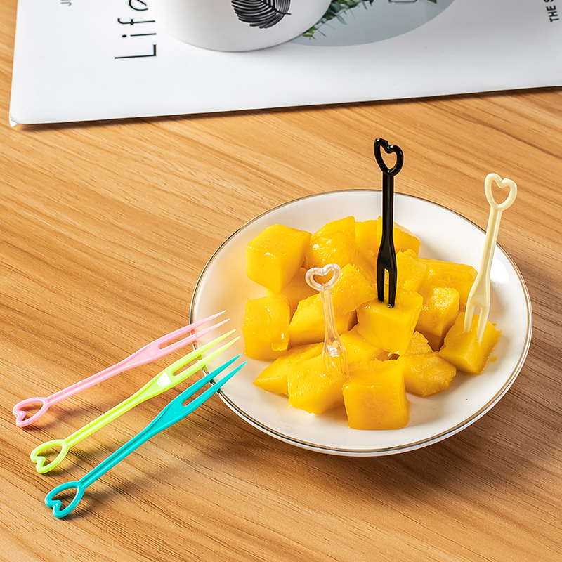 Disposable fruit fork plastic small fork transparent fruit sign dessert cake fork individually packaged fruit plate fork