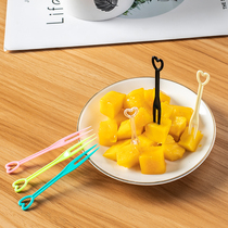 Disposable fruit fork plastic small fork transparent fruit sign heart cake fork separately packed fruit fork