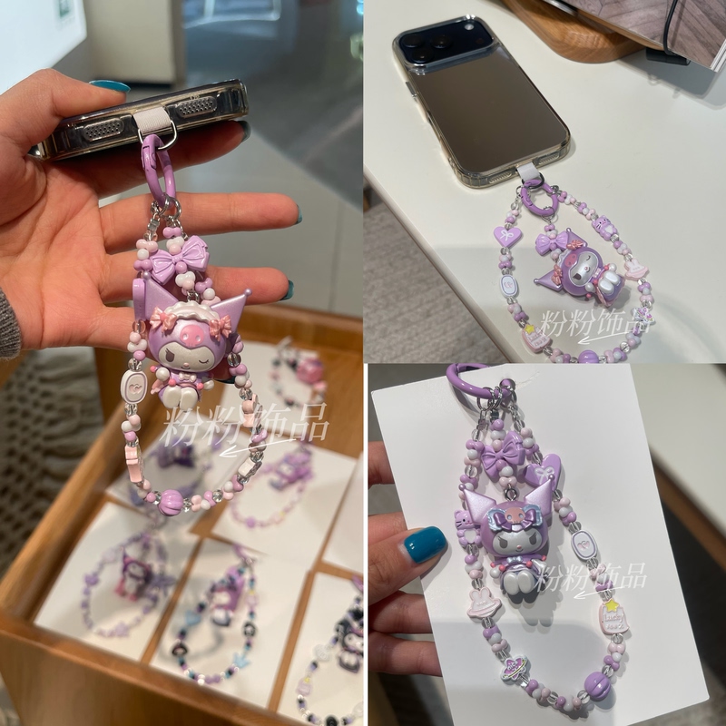 Authentic Kuromi Phone Chain Sanrio Pendant Camera Earphone Pendant Kuromi Gift Pendant Keychain
