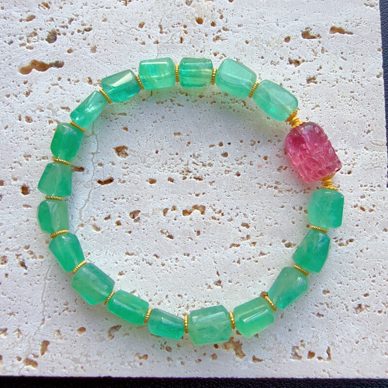 Natural Emerald Bracelet for Women, Single-Circle Bracelet Jewelry Gift for Girlfriend, Best Friend, Birthday Gift