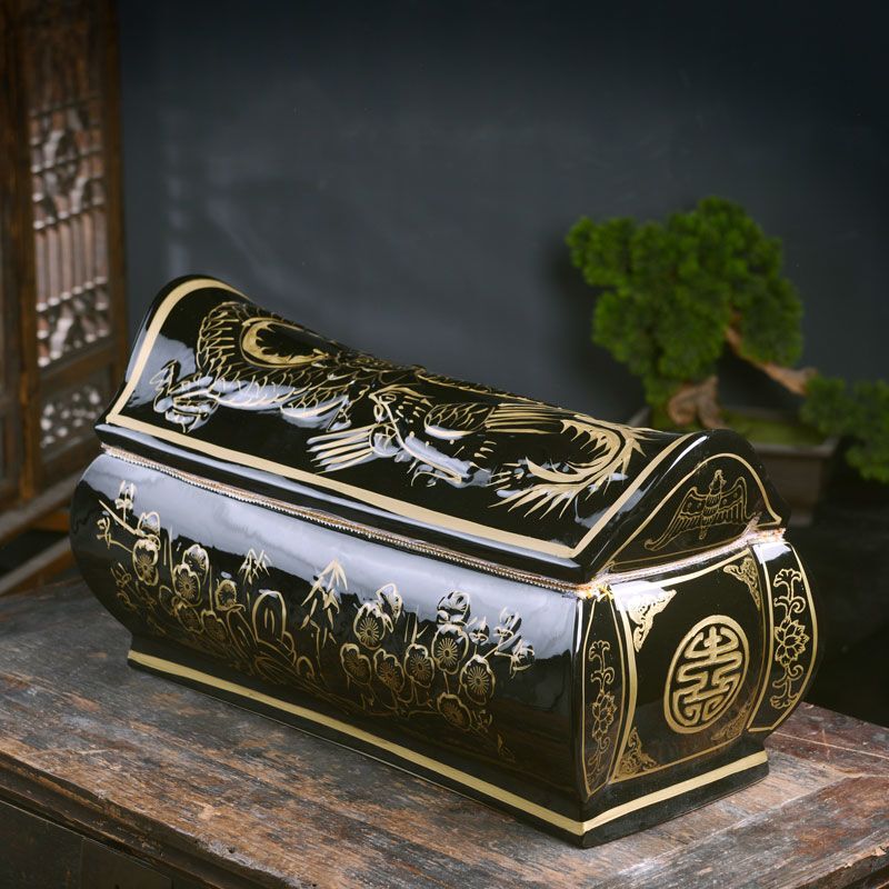 Jingdezhen High-Temperature Ceramic Urn for Cremation Ashes, Moisture-Proof, Durable, Suitable for Both Men and Women, for Burial or Reburial