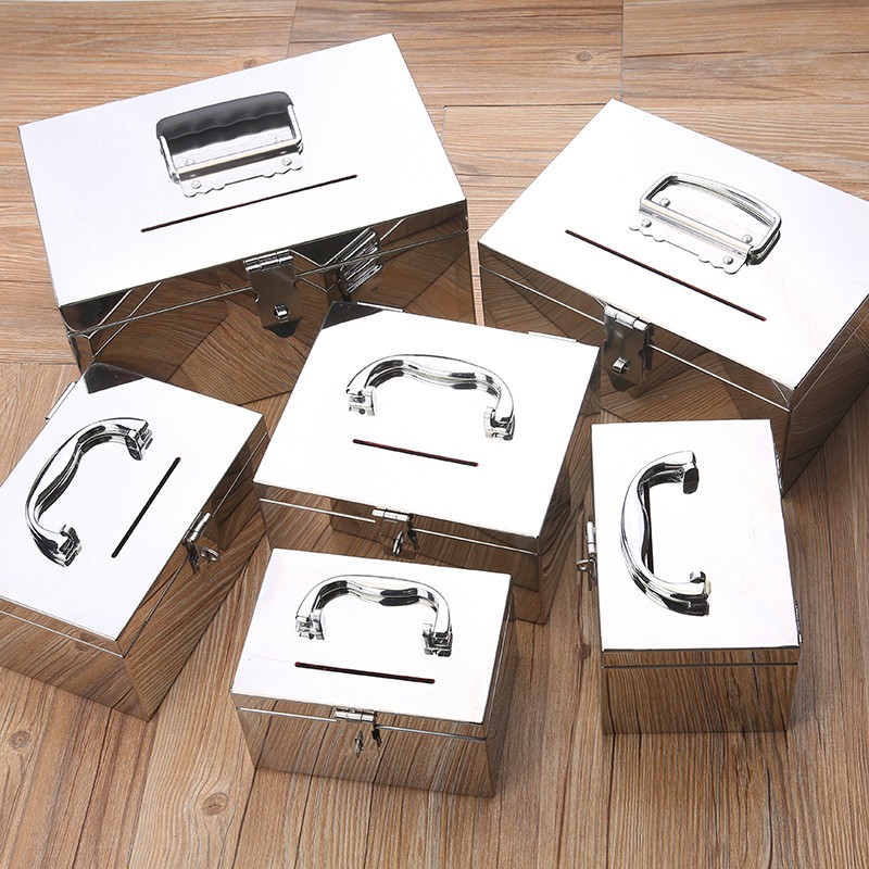 Hộ gia đình nhỏ thép không gỉ an toàn mini khóa đôi đồng xu an toàn giấy văn phòng hợp đồng hóa đơn tiền gửi - Két an toàn két sắt loại nào tốt