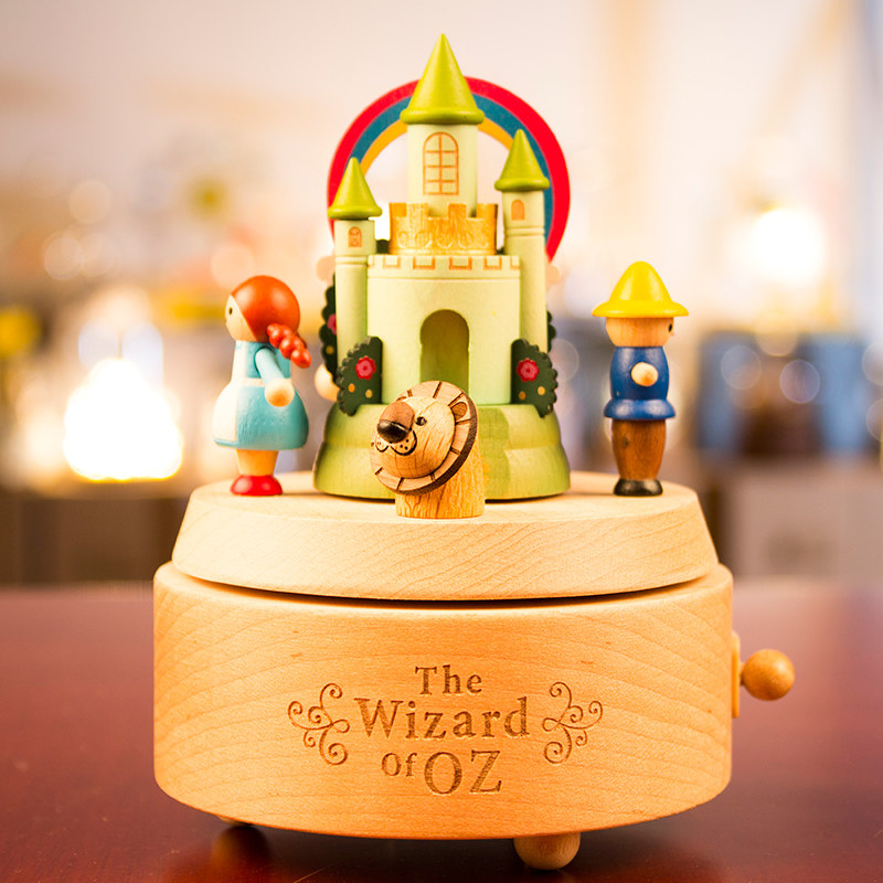 Jeancard new Wizard of Oz music box handmade wooden music box Birthday gift girl cavalry rotation