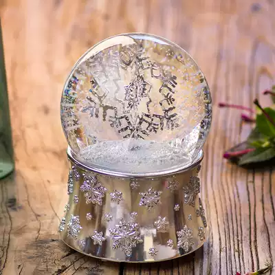 JARLL crystal ball music box glows Christmas snowflake music box to send girlfriends birthday gifts with rotation