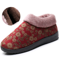 Tianzuxiang home shoes middle-aged and elderly mother shoes plus velvet warm cotton shoes winter old Beijing cloth shoes soft sole plus cotton womens shoes