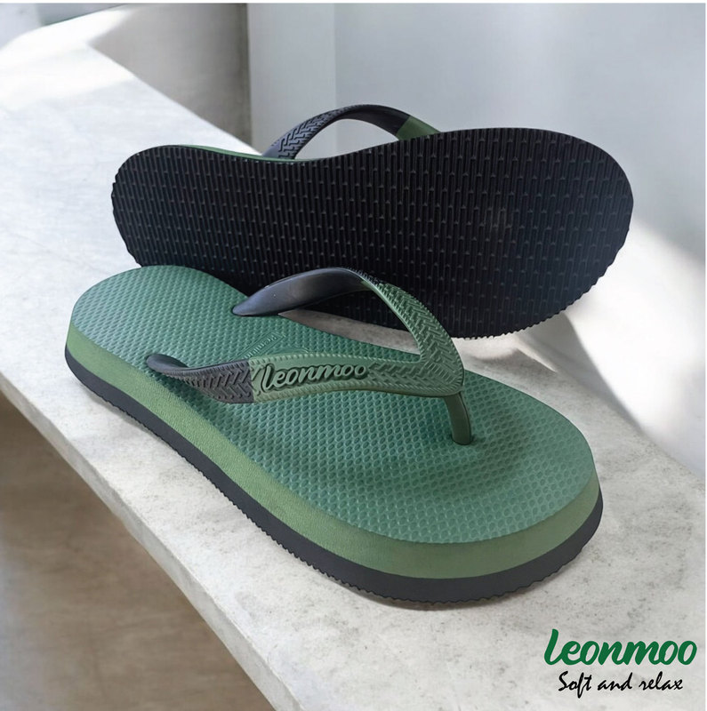 Thailand Imported Leonmoo Latex Thick-Soled Paris-Style Men's Flip-Flops Waterproof and Non-Slip Slippers