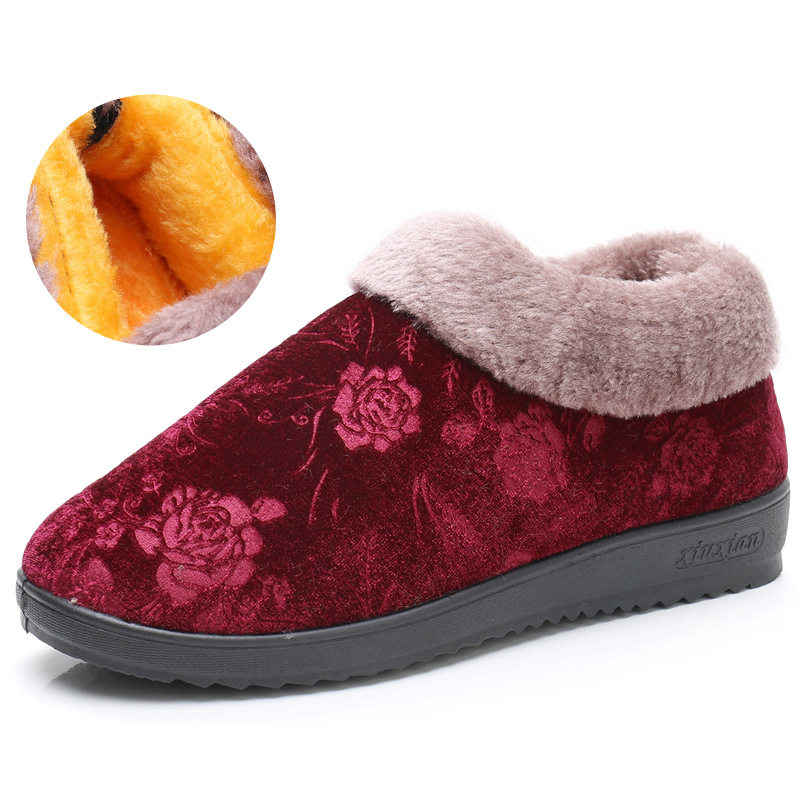 Tianzuxiang winter grandma shoes plus velvet warm non-slip cotton shoes middle-aged and elderly household cotton shoes thickened old Beijing cloth shoes