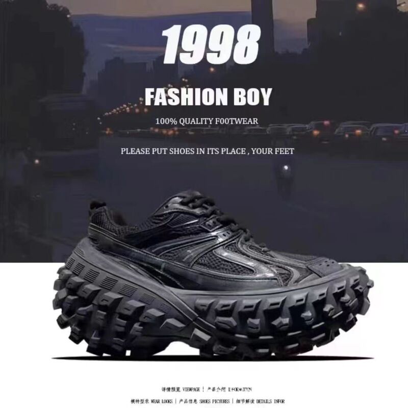 Trendy Paris Tire Shoes Men's Shoes 2026 Hot-Selling Internet Celebrity Thick-Soled Height-Increasing Casual Shoes Durian Sole Dad Shoes