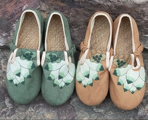 Xia new old Beijing cloth shoes womens single shoes a pedal National style handmade Korean comfortable breathable embroidered shoes