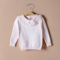 Autumn and winter children cotton sweater female baby white base shirt baby pullover knitwear little girl cotton top