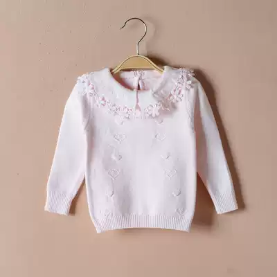 Autumn and winter children cotton sweater female baby white base shirt baby pullover knitwear little girl cotton top