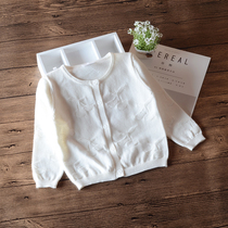 Girls long sleeve knitted cardigan baby cotton thin sweater baby coat spring and autumn summer air conditioning shirt outside
