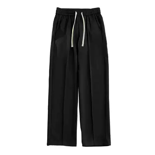 Летний тонкий шелковый пиджак классического кроя, трендовые штаны, повседневные брюки, свободный прямой крой, в корейском стиле