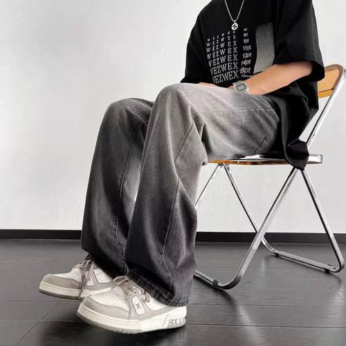 Tide, черные джинсы, трендовые штаны, в американском стиле, свободный прямой крой