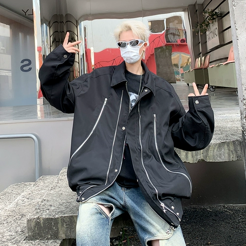 Дизайнерская куртка с молнией, бейсбольная форма для отдыха, в американском стиле, тренд сезона, оверсайз