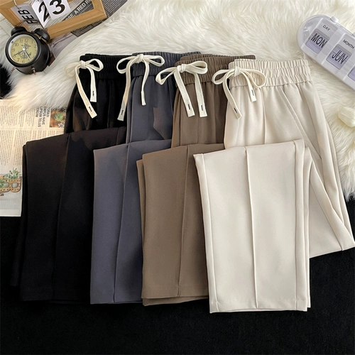 Летний тонкий шелковый пиджак классического кроя, трендовые штаны, повседневные брюки, свободный прямой крой, в корейском стиле