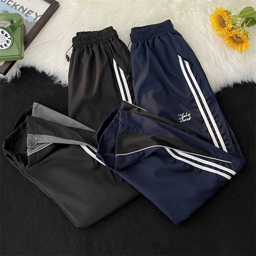 Быстросохнущие летние штаны, в американском стиле, свободный крой, на шнурках