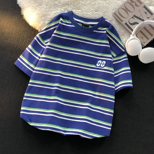 Японская трендовая футболка с коротким рукавом для отдыха для влюбленных, оверсайз