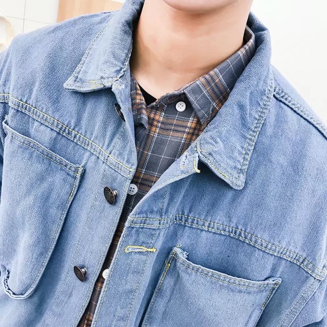 Mùa xuân mới áo khoác nam denim jacket Hàn Quốc phiên bản của xu hướng nam lỏng hoang dã bf retro sinh viên đẹp trai áo sơ mi