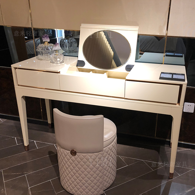 Fendy Makeup Podium Ideostyle Light Lavish Bedroom Solid Wood Makeup Table Harbor Style Rear Modern Face-style High-end Villa Containing Cabinet