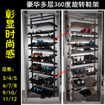 Luxury rotating shoe rack 360 degree multi-layer stainless steel cloakroom wardrobe rotating telescopic shoe cabinet damping slide