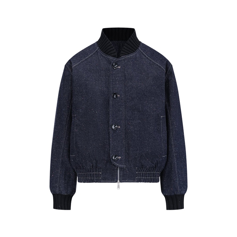 Manuscript Colorful Yarn Starry Sky Baseball Jacket Knitted Patchwork Collar Cleanfit Casual Men's Spring Jacket