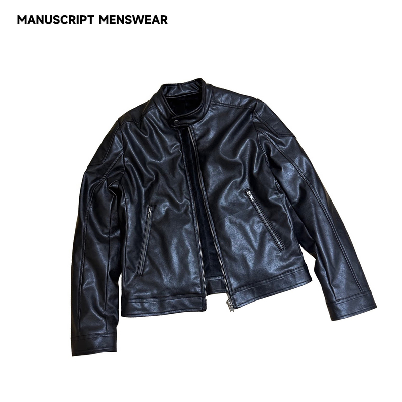 Manuscript Stand Collar Biker Leather Jacket Slim Biker 02 Velvet Lining Pu Leather Jacket Winter Windproof Coat Manuscript Stand Collar Biker Leather Jacket Slim Biker 02 Velvet Lining Pu Leather Jacket Winter Windproof Coat