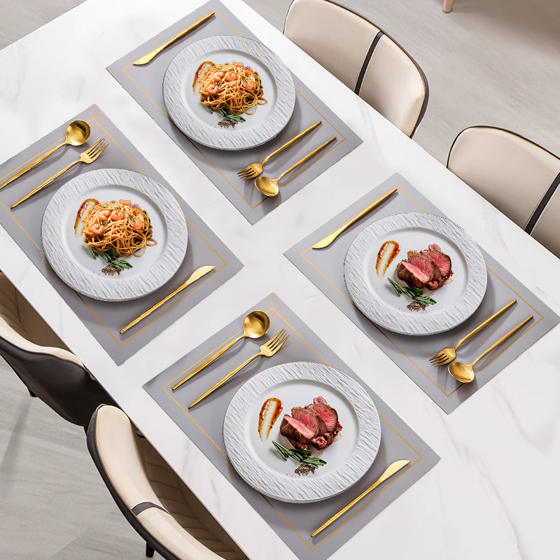 Steak Dinner Plate, Knife and Fork Set, High-End Luxury Flat Plate, Model Room Table Setting, Ceramic Western Food Set, Complete Set for Home Use