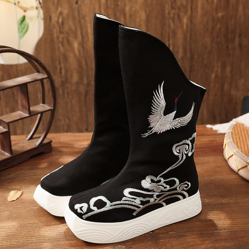 Traditional Chinese Men's Shoes, Song and Ming Dynasty Style, Height-Increasing, Thick-Soled Embroidered Boots, Chinese Wedding Shoes, Flying Fish Costume Boots Traditional Chinese Men's Shoes, Song and Ming Dynasty Style, Height-Increasing, Thick-Soled Embroidered Boots, Chinese Wedding Shoes, Flying Fish Costume Boots