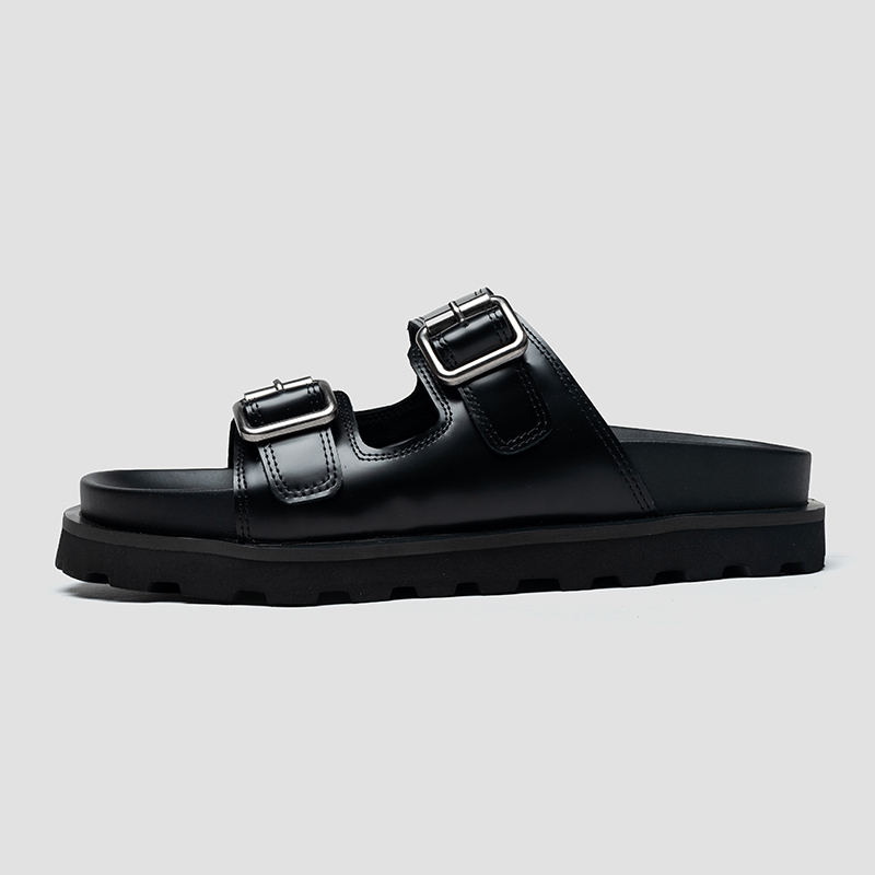 Original Adjustable Genuine Leather Slip-On Sandals for Men, High-End Open-Toe Summer Outdoor Wear, Matte Finish with a Premium Feel