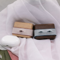 Eyes Genuine leather freebus pro Case Protective case Wooden for Huawei wireless headphones Retro style